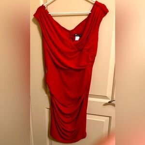 VENUS Red sleeveless ruched dress